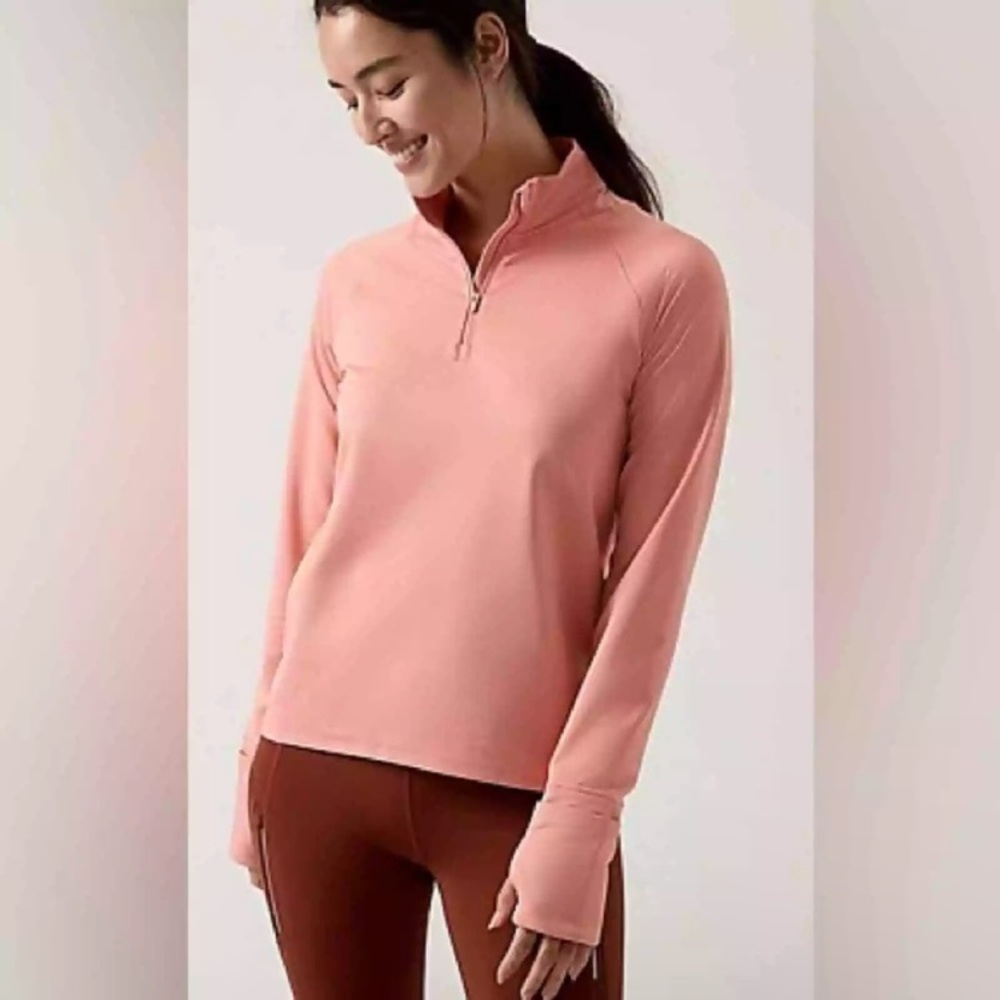 Athleta Pink Quarter-Zip Pullover Sweatshirt